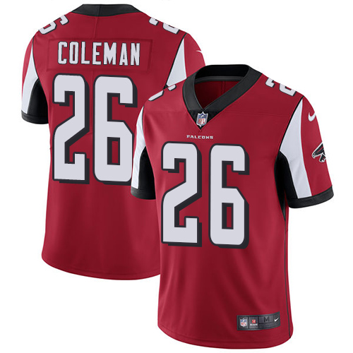 Nike Falcons #26 Tevin Coleman Red Team Color Men's Stitched NFL Vapor Untouchable Limited Jersey - Click Image to Close